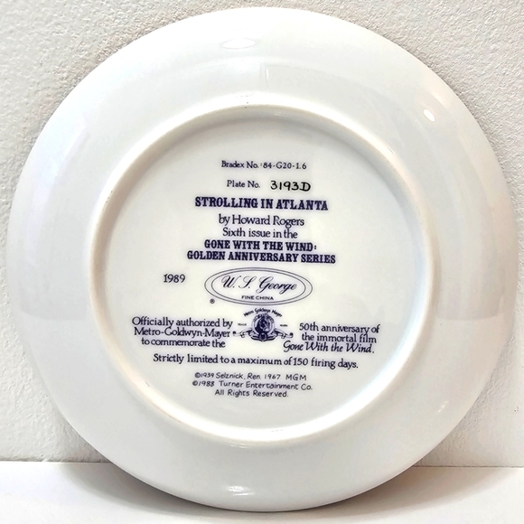 Gone with the Wind "Strolling in Atlanta" 1989 Plate #3193D - Picture 6 of 9